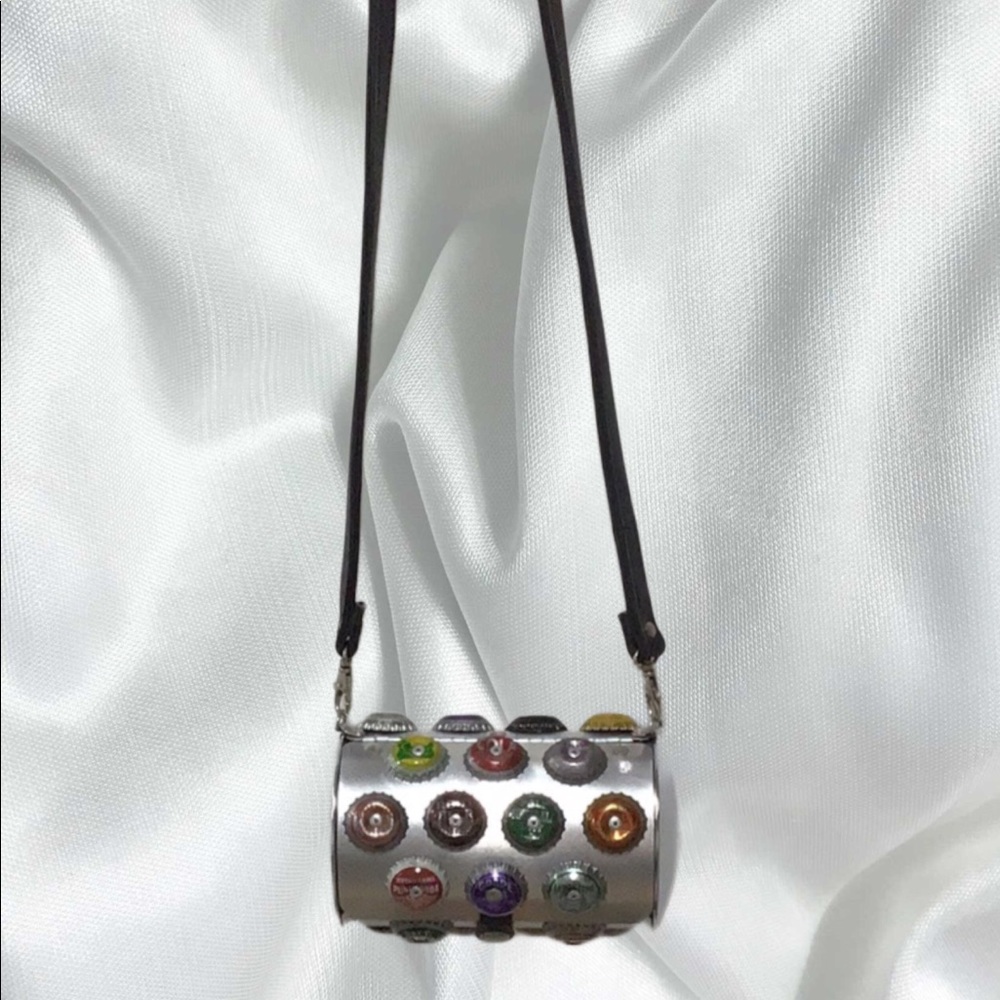Littlearth Recycled Bottle Cap Cylinder Shape Metal Crossbody, Rubber Strap - Picture 2 of 13